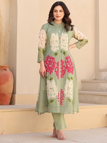 Image of INDO ERA Women's Cotton Floral Printed Kurta Set | Soft Fabric | Stylish Ethnic Suit,IEOUT104