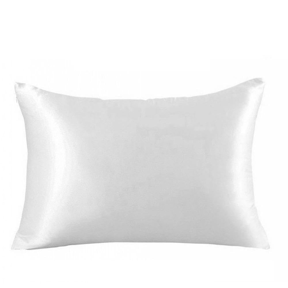 Fundas de Almohada de Seda, Funda De Almohada Seda Tamaño Puro Cremallera Oculta Sueño Cabello Piel Salud, Multicolor, Reina Estándar(White,Standard)