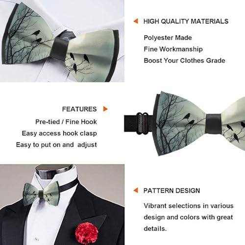 Printed Adjustable Length Bow Tie, Men’s Pre-tied Comfortable for Work and Party3