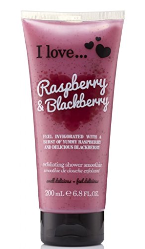 I LOVE Originals Smoothie de Douche Framboise & Mûre Exfoliant Doux avec Coquille d’Amande Naturelle pour Éliminer Impuretés & Cellules Mortes – Gel Douche Nettoyant & Gourmand Vegan 200ml