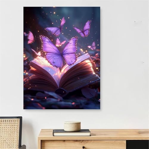 Peinture par numéro papillon 70x100cm avec cadre en bois pour adulte