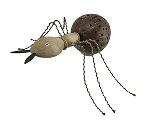 Wood and Coconut Shell Fire Ant Statue Coin Bank