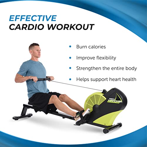 Stamina Ats Air Rower Machine With Smart Workout App - Foldable Rowing Machine With Dynamic Air Resistance For Home Gym Fitness - Up To 250 Lbs Weight Capacity - Crypto Green/Black #TOP2