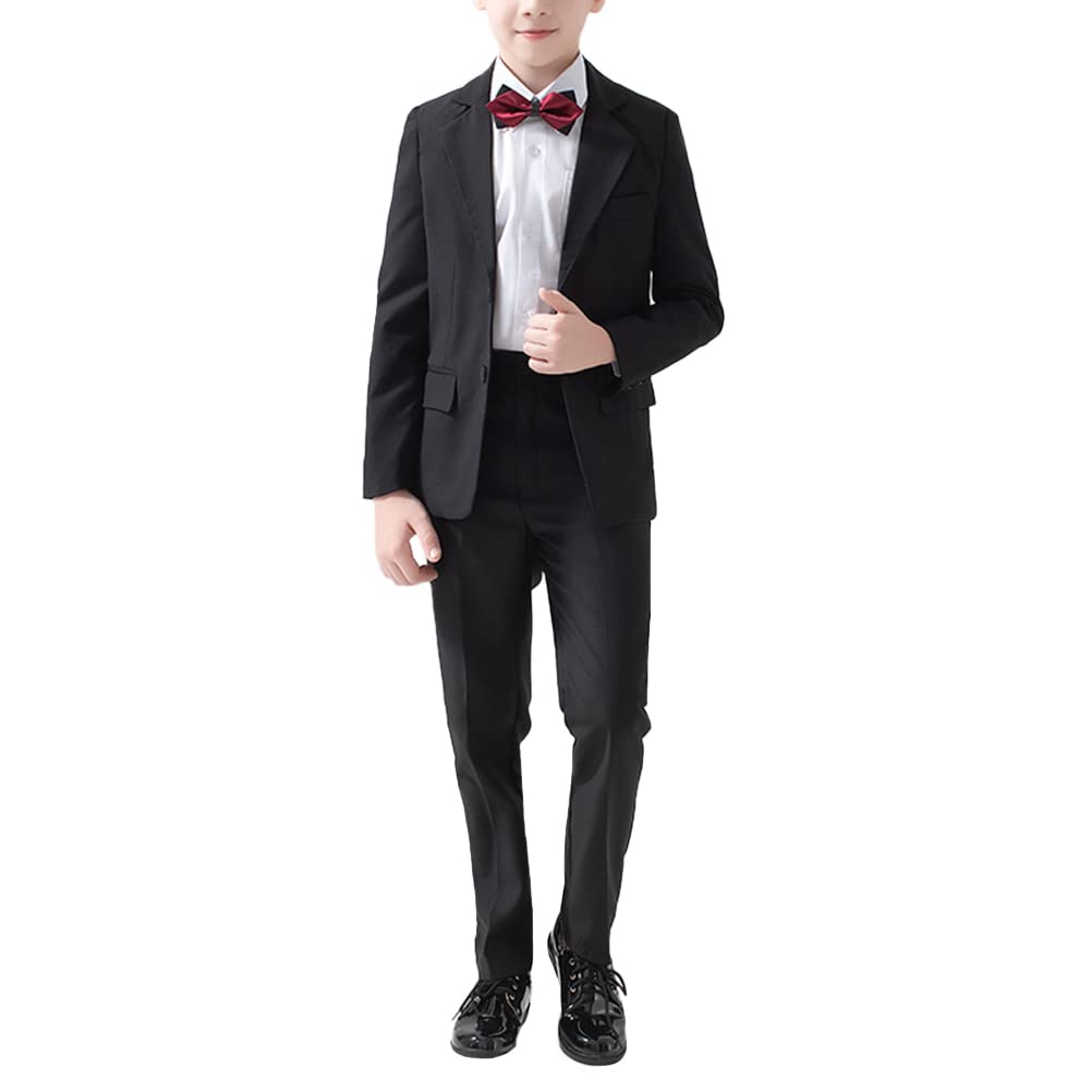 Conjunto de Caballero para Bebés Niños Traje de Bautizo para Primavera Otoño,Trajes de Boda Niño,Conjunto de Traje de 5 Piezas para Niños, Blazer + Chaleco + Camisa + Pantalón + Pajarita