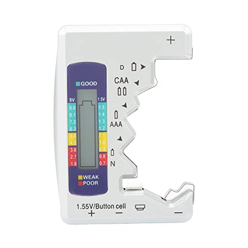 Pilipane AAA, Versatile Digital Battery Capacity Tester for AA, D, C, N, and 9V Batteries, LCD Display(Silver)