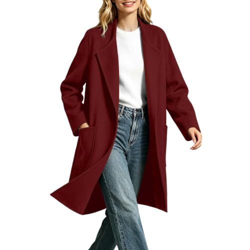 Image of Lazduis Trench Coat Women Long Peacoat Casual Fall Winter Wool Blend Jacket