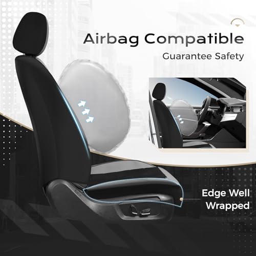 Image of Coverado Air Mesh Seat Cover, Car Seat Cover Front Seats, 3D Breathable Seat Protectors Sports Carbon Fiber Design Airbag Compatible Comfort Universal for Most Cars, Van,Trucks, SUV, Black&Grey