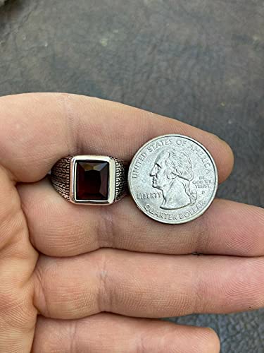 Harlembling Solid 925 Sterling Silver - Men'S Red Ruby Gemstone Ring thumb #7