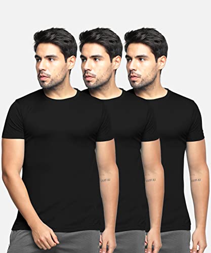 Image of BULLMER Solid Cotton Blended Half Sleeve Round Neck Tshirt for Men
