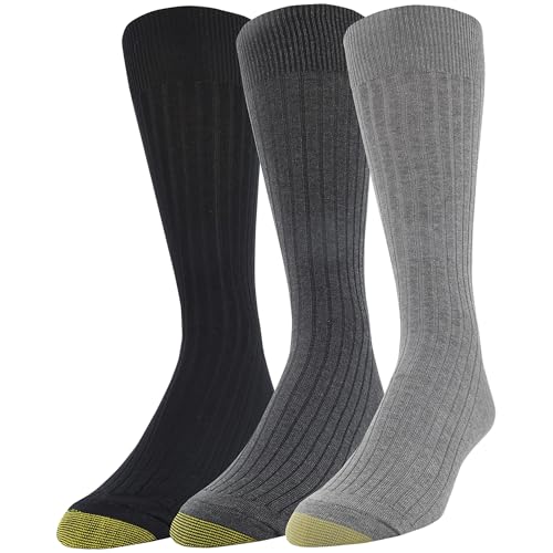 GOLDTOE Men's Classic Canterbury Crew Dress Socks, 3-Pairs