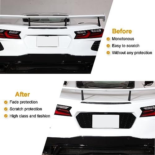 Rear License Frame Compatible with Chevrolet Corvette C8 2020-2025, Aluminum License Plate Frame Grill Vent Insert, License Plate Trim Base Accessories (Bright Black)