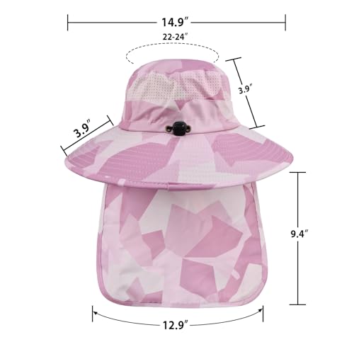 Image of Sun Hats for Men Women Fishing Hat UPF 50+ Breathable Wide Brim Bucket Hats Summer UV Protection Safari Hat with Neck Flap