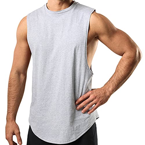 Men's 100% Cotton Tank Top Ultra Soft Sleeveless Crewneck Breathable T-Shirts Muscle Cut Off Gym Workout Undershirts2