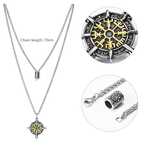 Necklaces for Men Viking Pendant Nautical Compass Necklace Son Grandson Gift Jewelry Titanium Steel Men's Pendant Accessories3