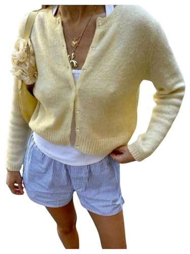 SOLY HUX Button Down Lightweight Cardigans for Women Trendy Crop Cardigan Sweaters Cute Knitwear Back to School Outfits