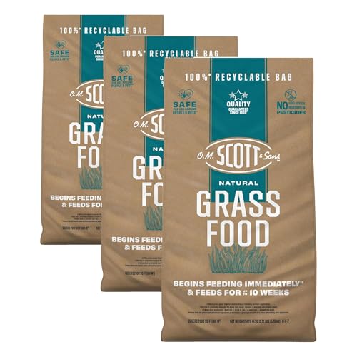 Image of O.M. Scott and Sons Natural Grass Food - Grass Fertilizer for Lawns, Feeds up to 10 Weeks, Covers 2,000 sq. ft., 12.72 lb. (Pack of 3)