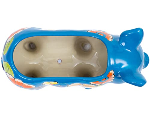 Enchanted Talavera Ceramic Piglet Flower Pot Succulent Planter Pig Garden Décor Farmhouse Farm Vase Herb Planter (Turquoise Medium) #TOP6