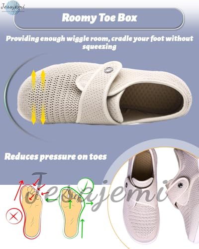 Diabetic Shoes for Women Stylish Arch Support Walking Slippers with 3 Pairs Insoles Replacement for Elderly Swollen Feet Widening Elderly Shoes4