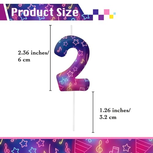 Image of Purple Number 2 Birthday Candles, Cartoon Themed Cupcake Toppers for Boys Girls Cake Decorations, Cake Toppers, Birthday Decorations Party Supplies, Number Candles for Party Decor