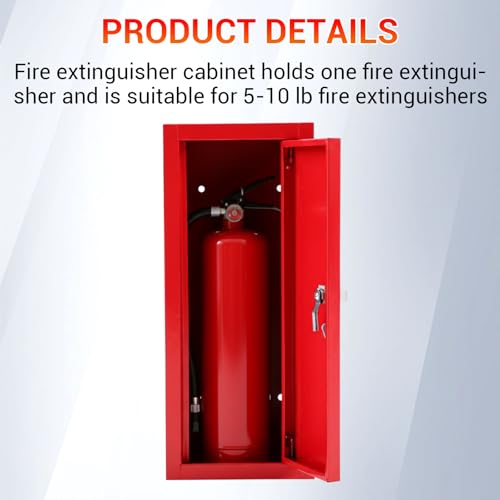 Image of MorningRo Fire Extinguisher Cabinet, Wall & Surface Mount Steel Cabinet, Heavy Duty Fire Extinguisher Holder, 201 Stainless Steel Wall Mounted, Red, Fits 5-10 lb Extinguishers