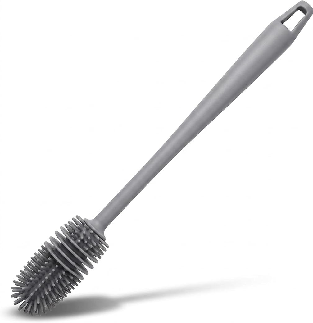 Silicone Bottle Cleaning Brush, Long Handle, Grey, for Glasses, Cups & Water Bottles (Pack of 2)-image-26