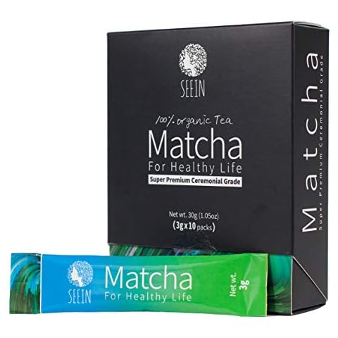SEEIN Matcha Ceremonial Grade on-the-go 10 Individual Sachets - Authentic Korean Premium Green Tea Powder - 100% All Natural Pure Unsweetened - for latte smoothie iced Cover