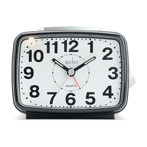 Image of Acctim Titan 2 Alarm Clock with Sweeping Hand Snooze & Light | Black