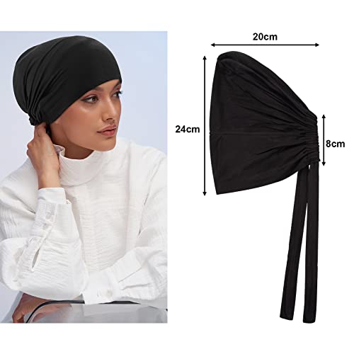 PHOGARY Women Hijab Undercap, Islamic Muslim Under Hijab Cap Inner Under Scarf Hat Hijab Cap with Tie Back Closure