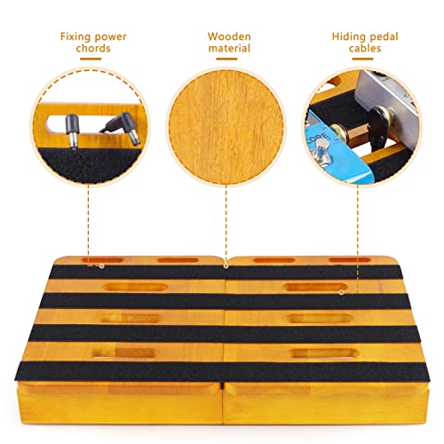 Image of Pedalboard, Wooden Guitar Effects Pedal Board 17.3 inchx11.8 inch, Removable & Easy to Carry, with Cable Supply Pedalboard Set Guitar Accessories (Removable)