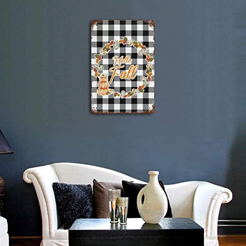Panneau en métal Hello Fall et décoration de pelouse d'automne - 4