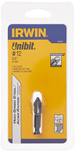 Irwin Tools - 10312Zr Unibit #12 3/8-Inch Step-Drill Bit, 1/4-Inch Shank (10312) Black #TOP3