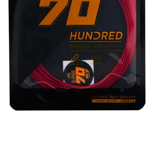 Image of HUNDRED 70 X Pro Badminton String | 0.70 mm Pro-Grade Power & Control | Superior Durability & Shock Absorption | Crisp Hitting Sound | Made in Japan Performance (Formula Red)