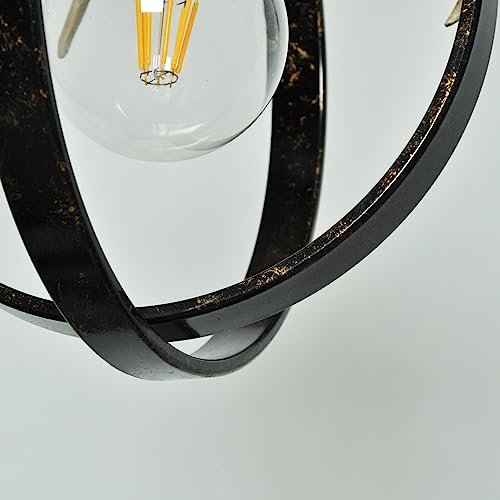 Qianlu Pendant Light Rustic Globe Chandelier- 1Light W12'Black Rust Deer Lamp Fixture For Indoor Kitchen Island Dining Bedoom Hallway Farmhouse Faux Antlers Chandelier Small Antler Chandelier3002C-1 #TOP5