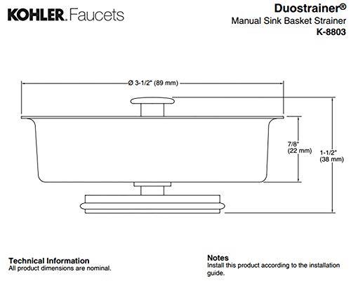 Kohler 48694 K8803-Cp K803-Cp Duostrainer Basket Strainer, Polished Chrome #TOP5