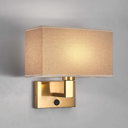 Iluminación de pared decorativa en cobre y pantalla textil con luz blanca LED vintage 1