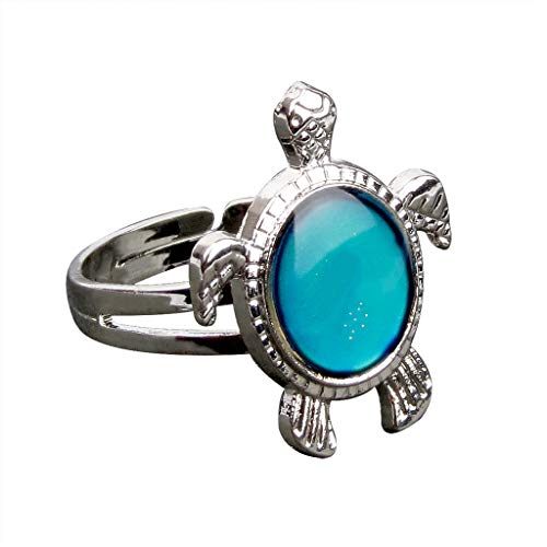 N / A Nigoz - Anillo de estado de ánimo de tortuga, anillo de emoción que cambia de color, anillo ajustable de color, regalo de cumpleaños, calidad adorable y duradero, Oro