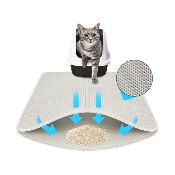 KARAT Katzenstreumatte XXL 76 x 61 cm - wasserdichte Unterlage für Katzentoilette - Katzenmatte schützt den Boden vor Katzenstreu - Matte Katzenklo (Charly) (Grau)