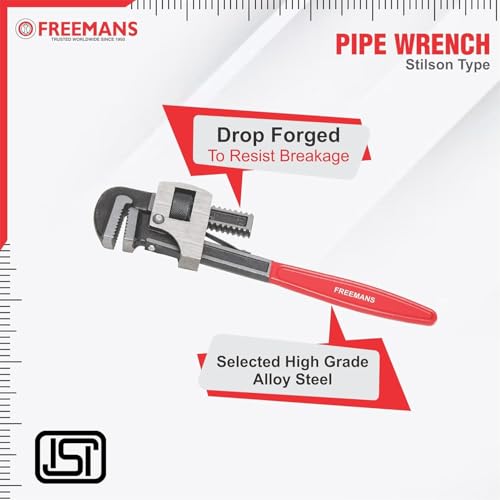 Image of FREEMANS Combo Pack of 2 Plumbing Open End Tool Kits Set for DIY Home & Professional Use Included Components 12-Inch Adjustable Wrench and 14-Inch Pipe Wrench