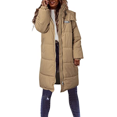 Manteau rembourré coton pour femme avec veste zippée rigide et capuche manches longues L