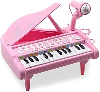 AmyBenton Kids Piano - Toddler Pink Piano for Girls - Baby Piano Keyboard for 1 2 Year Old - 24 Keys Electronic Toy Piano for Kids with Microphone