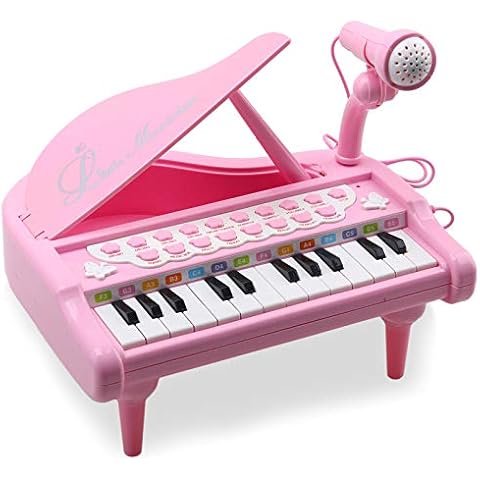AmyBenton Kids Piano - Toddler Pink Piano for Girls - Baby Piano Keyboard for 1 2 Year Old - 24 Keys Electronic Toy Piano for Kids with Microphone Cover