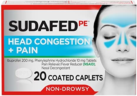 Amazon.com: Sudafed PE Head Congestion + Pain Relief Caplets Ibuprofen ...