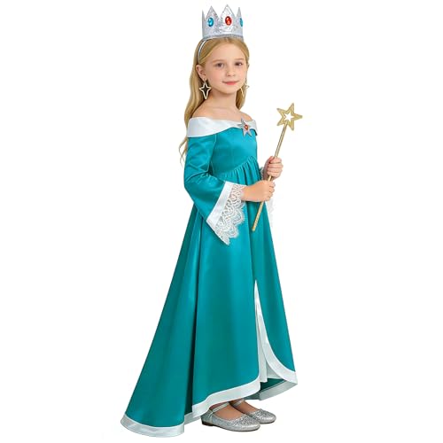 Disfraz princesa niña galaxia con corona y varita miniatura 3