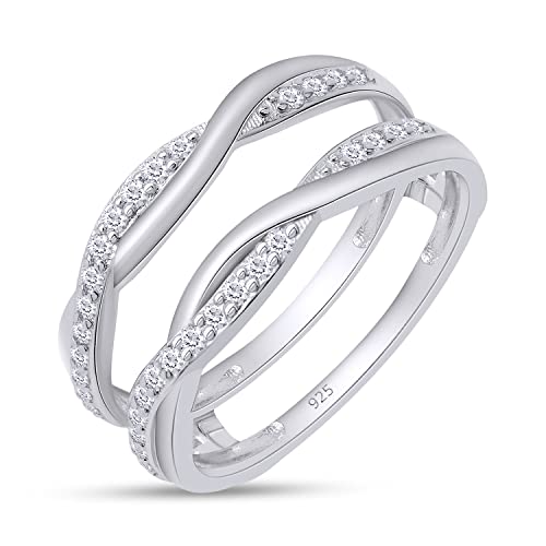 SAVEARTH DIAMONDS 1/4 ct t.w Round Cut Lab Created Moissanite Diamond Criss Cross Infinity Ring Guard Enhancer For Women In 14K Gold Over Sterling Silver (D Color, VVS1 Clarity 0.25 Cttw)3