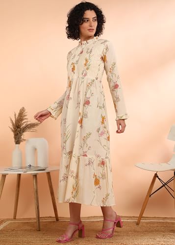 Image of Maaesa Women Floral Cotton Flared Dress