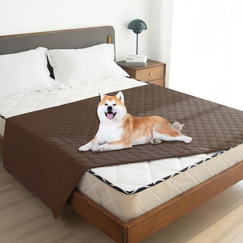 Image of gogobunny 3X Stronger Waterproof Pet Blanket, Scratch Proof Furniture Protector for Dogs Cats, Reversible Cover 52x82 Inch, Dark Chocolate