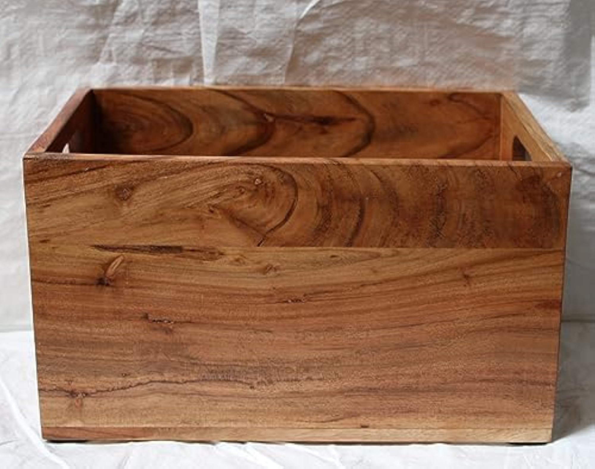 Burnt Umber Stained Wooden Crate for Rustic Decor