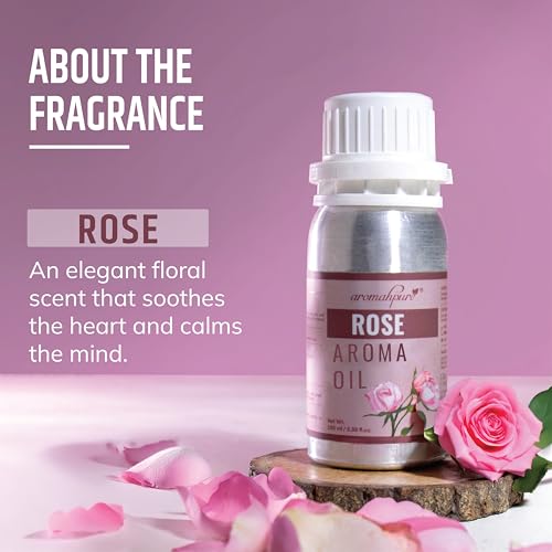 Image of Aromahpure Rose Aroma Oil | 100ml Undiluted & Natural | Long-Lasting Scent for Aromatherapy, Candle & Soap Making, Diffusers, Room Freshener, Humidifier, Bathroom Revitalizer & Home Essentials