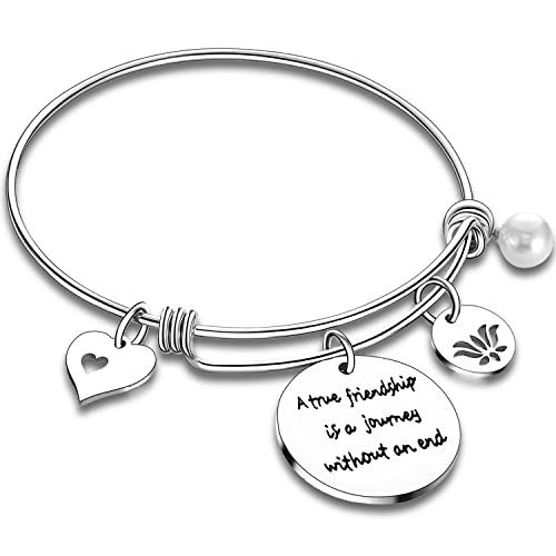 Image of Nimteve Best Friend Bangle Friendship Charm Bracelets For Women Best Friend Bracelets Birthday Gifts For Friends