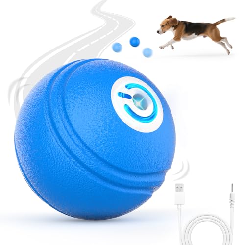 AIPERRO Interactive Dog Toys Ball, Smart Action Activated Rechargeable Pet Toy, TPU Material, IPX7 Waterproof Rating, Automatic Rotating/Bouncing/Moving, Suitable for Small/Medium Dogs-Blue